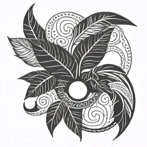 semi colon with kerala sun and banana leaf tattoo design idea