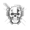 A cyberpunk-inspired skull with circuitry and binary code incorporated into the design tattoo design idea