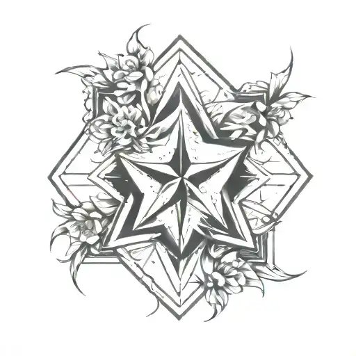 A square tied to a pentagon tattoo design idea