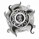 A whimsical illustration of a kont symbol morphing into a never-ending loop, representing eternity tattoo design idea