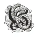 A whimsical illustration of a kont symbol morphing into a never-ending loop, representing eternity tattoo design idea