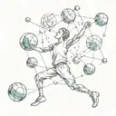 A whimsical illustration of a person juggling various abstract objects, symbolizing the balancing act of the mind tattoo design idea
