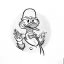 scrooge mcduck with money bag tattoo design idea
