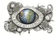 a band tattoo over my bicep with the universe with numerical numbers of parents birthdays inside the band tattoo design idea