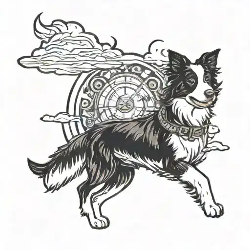 adventure and border collie tattoo design idea