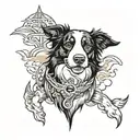 adventure and border collie tattoo design idea