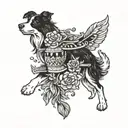 adventure and border collie tattoo design idea
