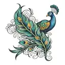 peacock feather intertwined tattoo design idea