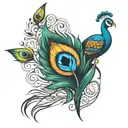 peacock feather intertwined tattoo design idea