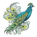 peacock feather intertwined tattoo design idea