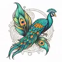 peacock feather intertwined tattoo design idea