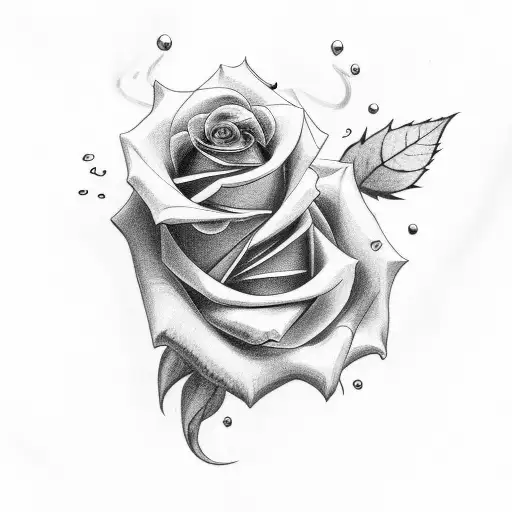 Rose with long stem tattoo design idea