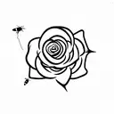 Rose with a bee hovering above. ll tattoo design idea