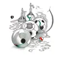 A traditional tattoo design featuring a billiard table with colorful balls and cues tattoo design idea