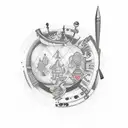 A traditional tattoo design featuring a billiard table with colorful balls and cues tattoo design idea