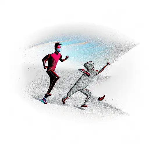 abstract 3d sporty running man running to the right tattoo design idea