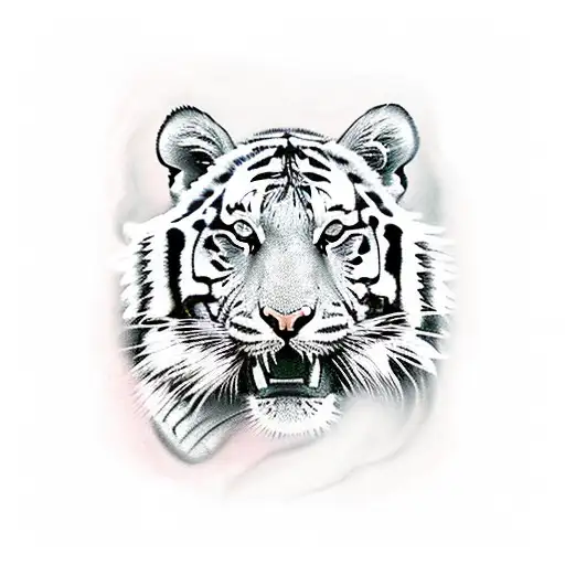 tiger biting a rose that is made out of money tattoo design idea