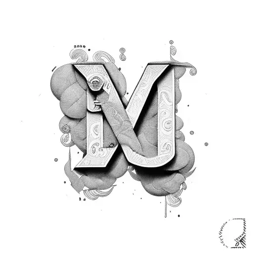 number 25 combined with letters A and M tattoo design idea