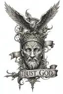 Trust god tattoo design idea