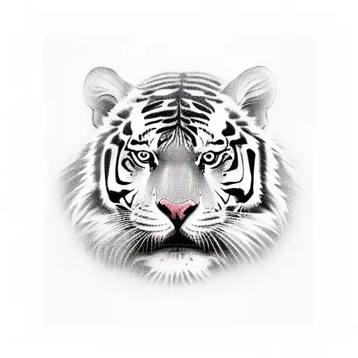 tigre com ramos de folhas tattoo design idea
