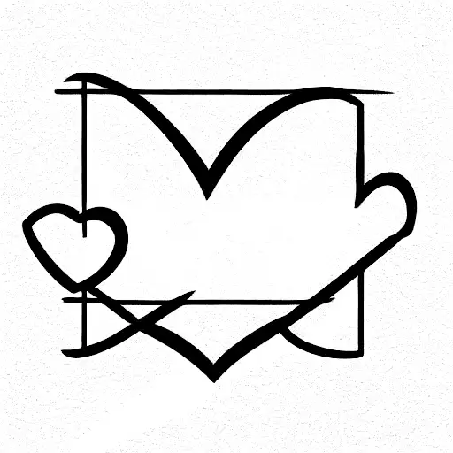 line heart with small cross letters A M M tattoo design idea