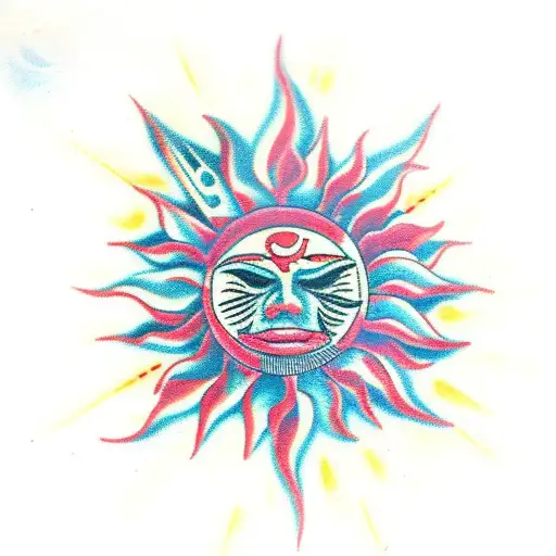 sun of Uruguay with roses tattoo design idea