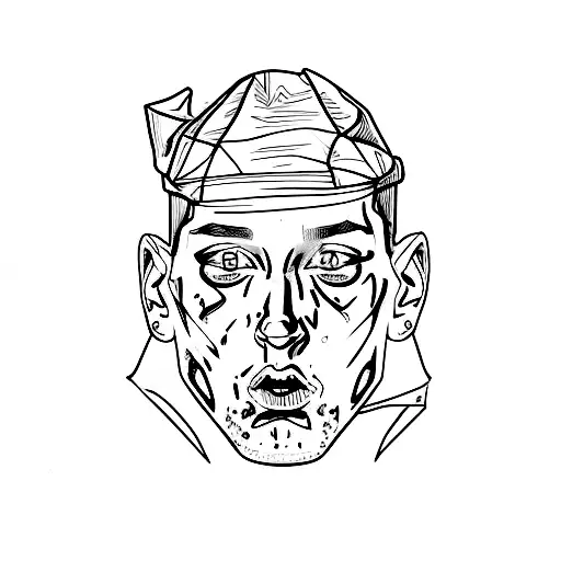 Eminem's face in a sketch style tattoo design idea