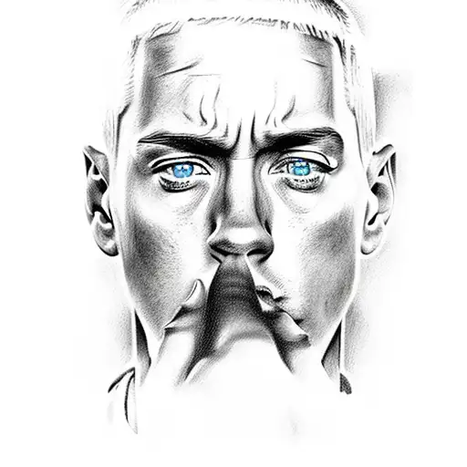 Eminem's face in a sketch style tattoo design idea