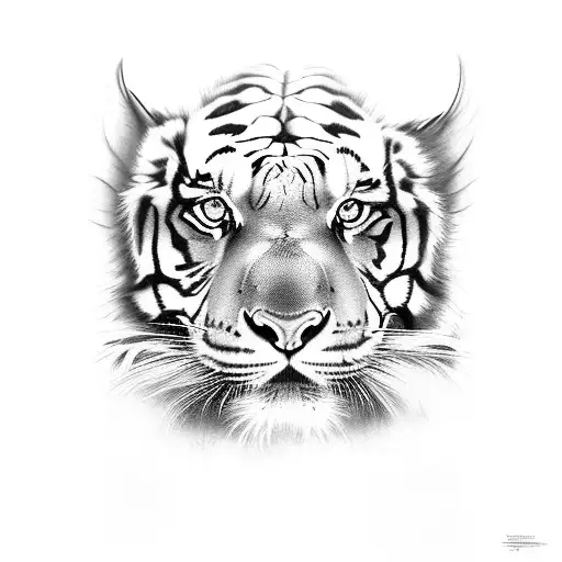 Fierce asian style realistic crouching tiger descending looking to the left whole body  tattoo design idea