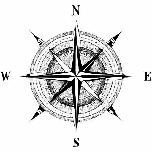 Compass Lion Ship tattoo design idea