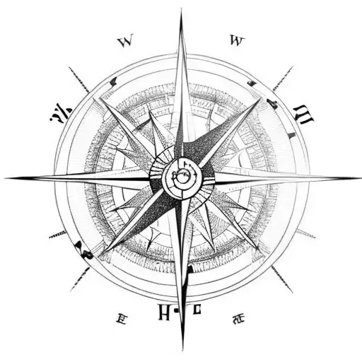 Compass Lion Ship tattoo design idea