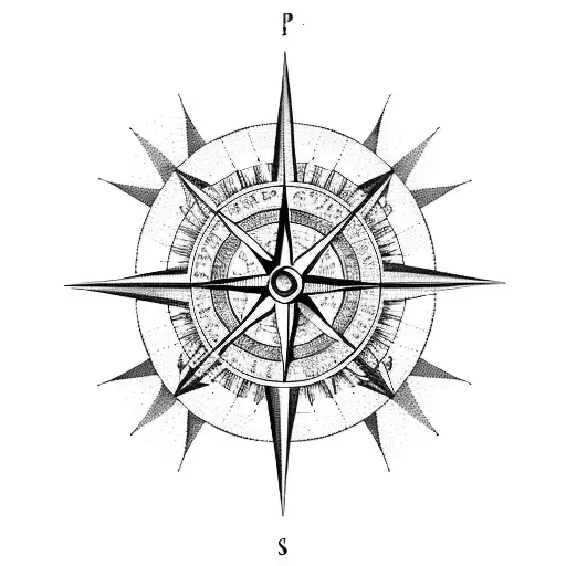 Compass Lion Ship tattoo design idea