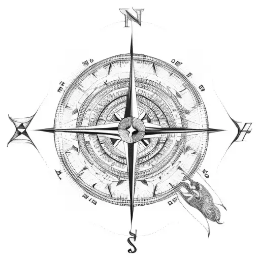 compass, ship, lion tattoo design idea