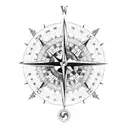 Compass Lion Ship tattoo design idea