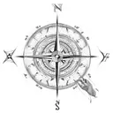 compass, ship, lion tattoo design idea