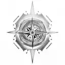 compass, ship, lion tattoo design idea
