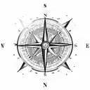 Compass Lion Ship tattoo design idea