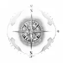 Compass Lion Ship tattoo design idea