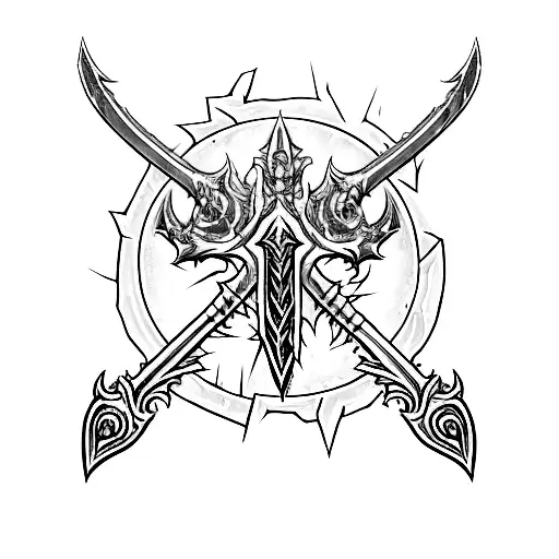 world of warcraft wrath of the lich king shadowmourne axe tattoo design idea