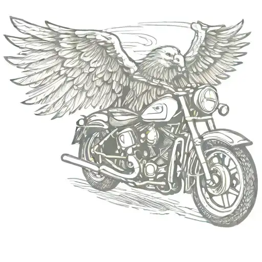 motorcycle with eagle tattoo design idea