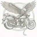 motorcycle with eagle tattoo design idea