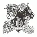 Virgo and Leo man astrological sign tattoo design idea