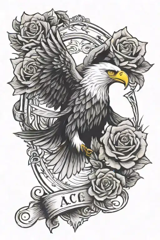 Rose eagle ace jack cards tattoo design idea