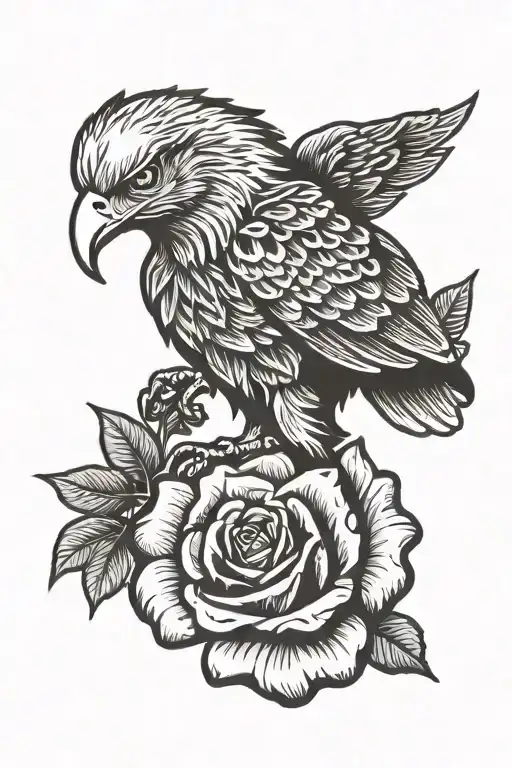 eagle rose cards knit tattoo design idea