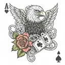 brass knuckles rose eagle ace and jack cards tattoo design idea
