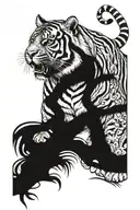 full body tiger jungle background tattoo design idea