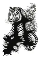 full body tiger jungle background tattoo design idea
