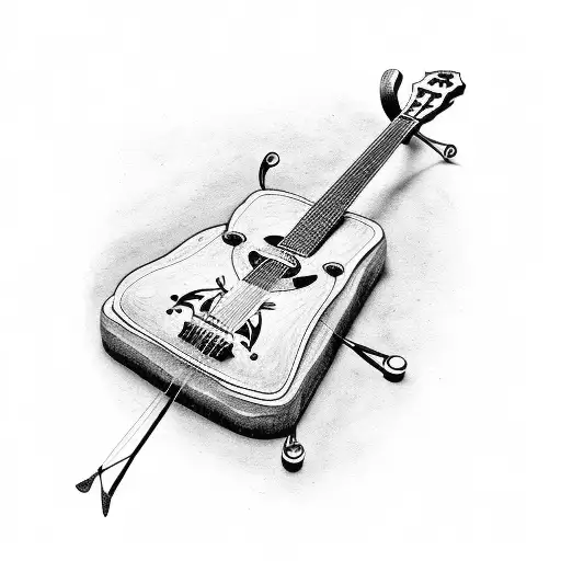bible guitar archery tattoo design idea