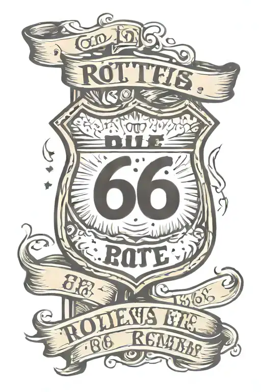 Old school style tattoo sketch of route 66 sign in austrian tattoo design idea