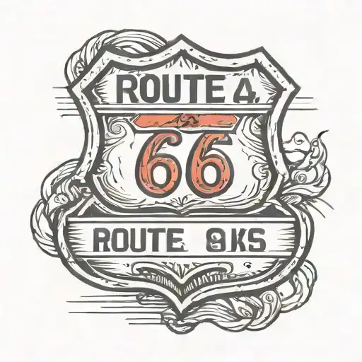 Old school style tattoo sketch of route 66 sign in austrian tattoo design idea